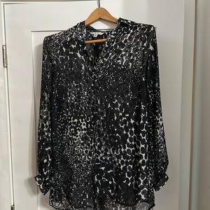CAbi Black+White Sheer Blouse